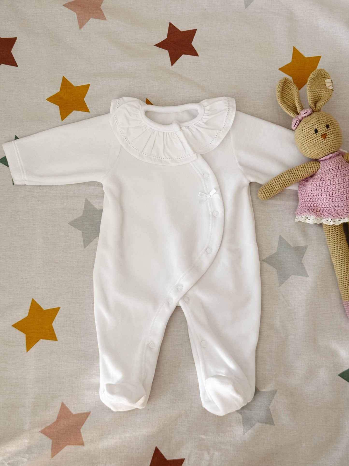 babygrow veludo com gola menina