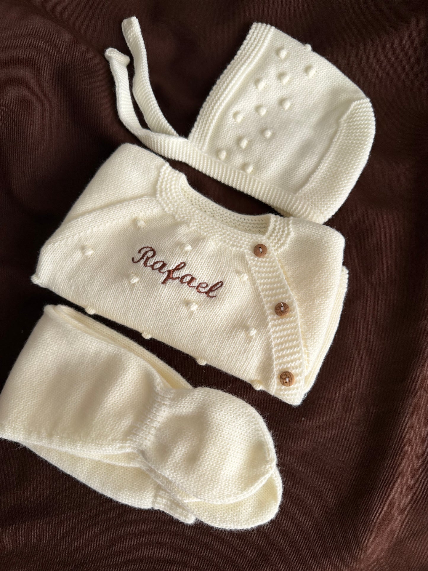 Conjunto casaco + gorro + calças