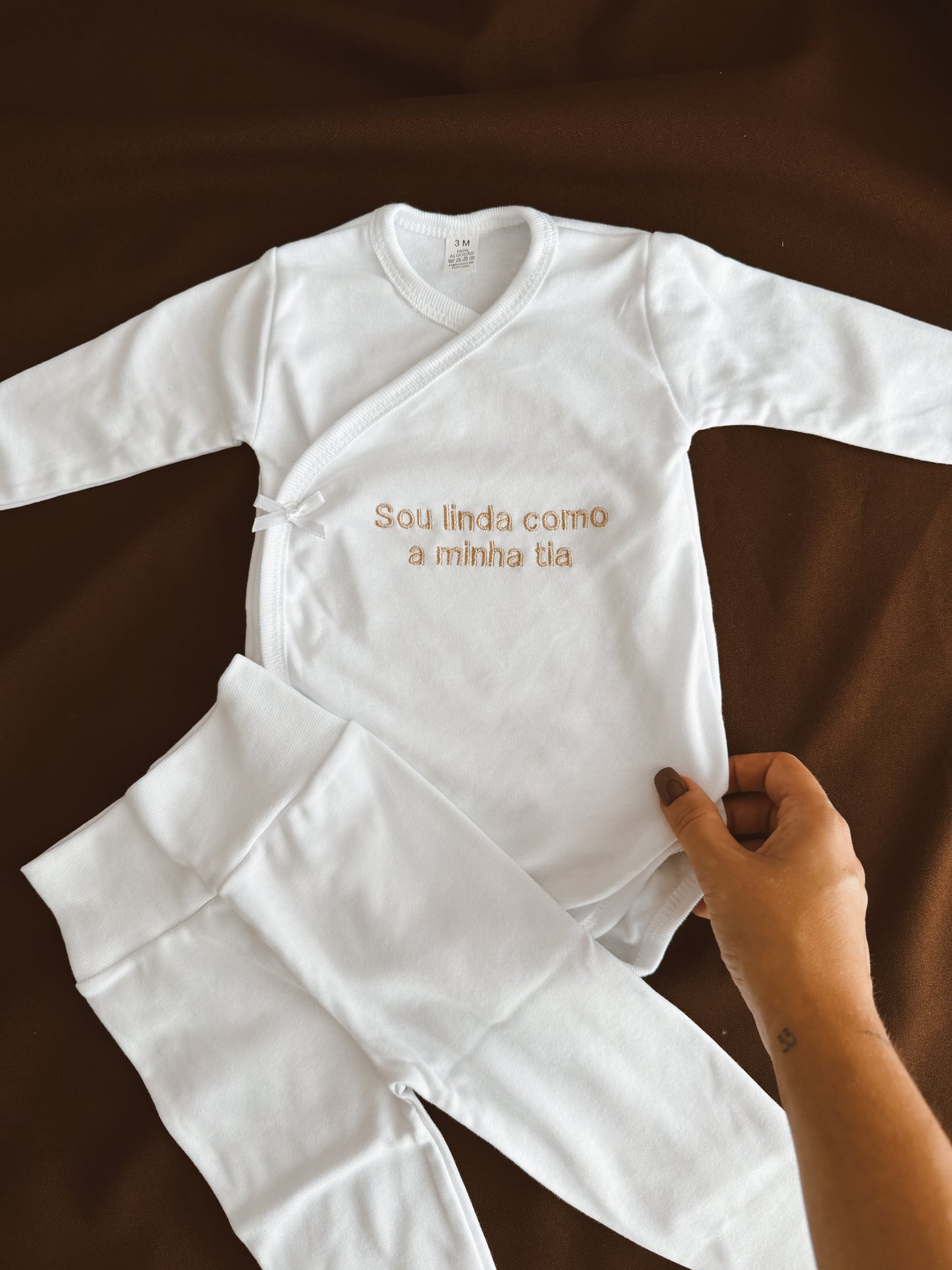 Conjunto interior com FRASE personalizada